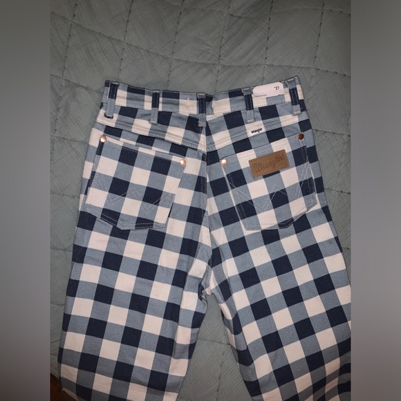 Wrangler Wrock Gingham Jeans 672 High Rise Kick Flare 27 NWT checkered - Picture 4 of 8